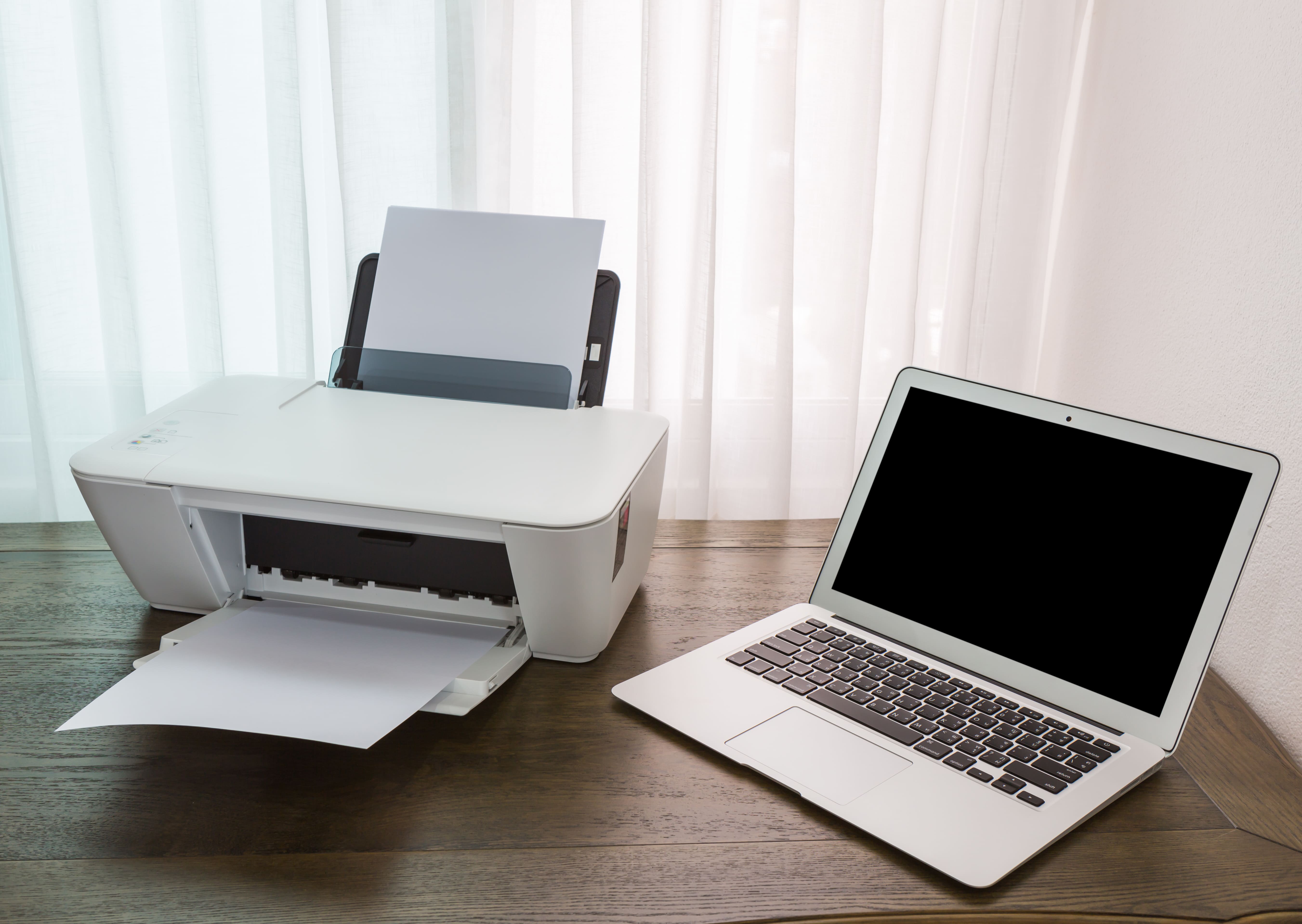 Printer setup on desk